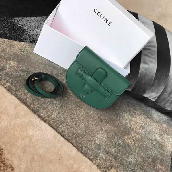 Fashion Cheap Celine New Green Saddle Bag Fashion Pockets